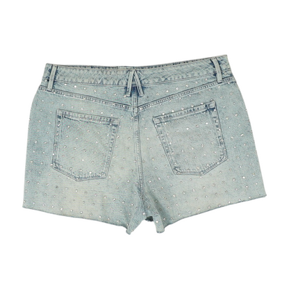Blue Solid Denim Shorts