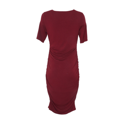 Maroon Maternity Midi Dress