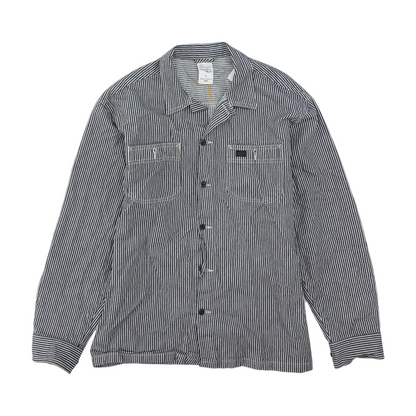 Navy Striped Long Sleeve Button Down