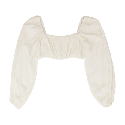 White Solid Long Sleeve Blouse