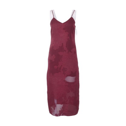 Maroon Floral Midi Dress