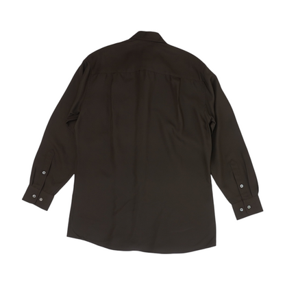 Brown Solid Long Sleeve Button Down