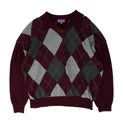 Burgundy Argyle Pullover Sweater
