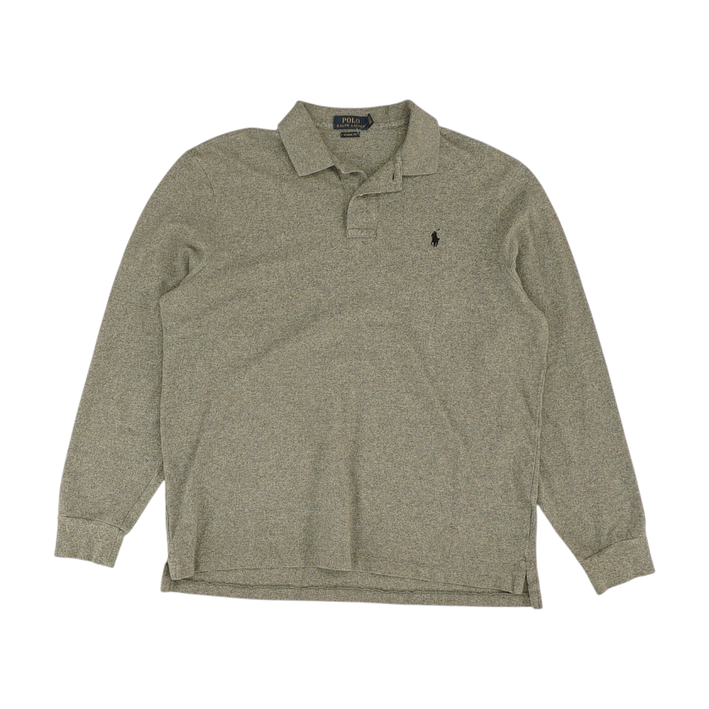Gray Solid Long Sleeve Polo