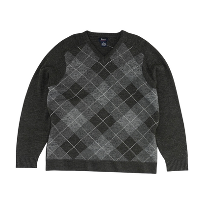 Gray Argyle Pullover Sweater