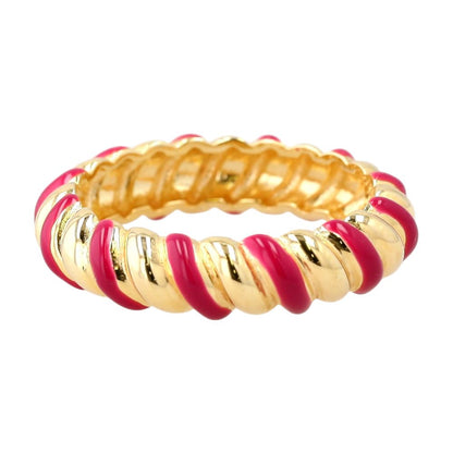 Gold Plated Sterling Silver Fuchsia Enamel Twist Band