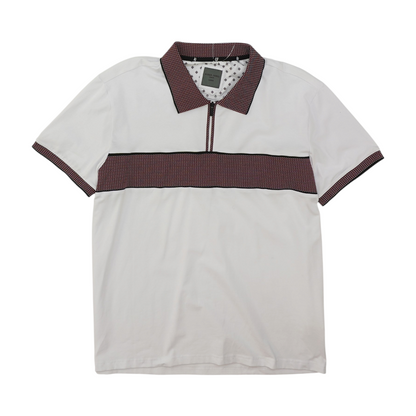 White Color Block Short Sleeve Polo
