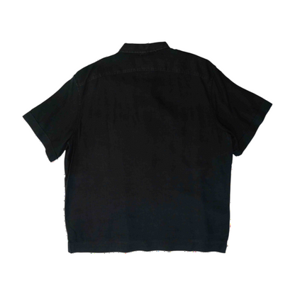 Black Solid Short Sleeve Button Down