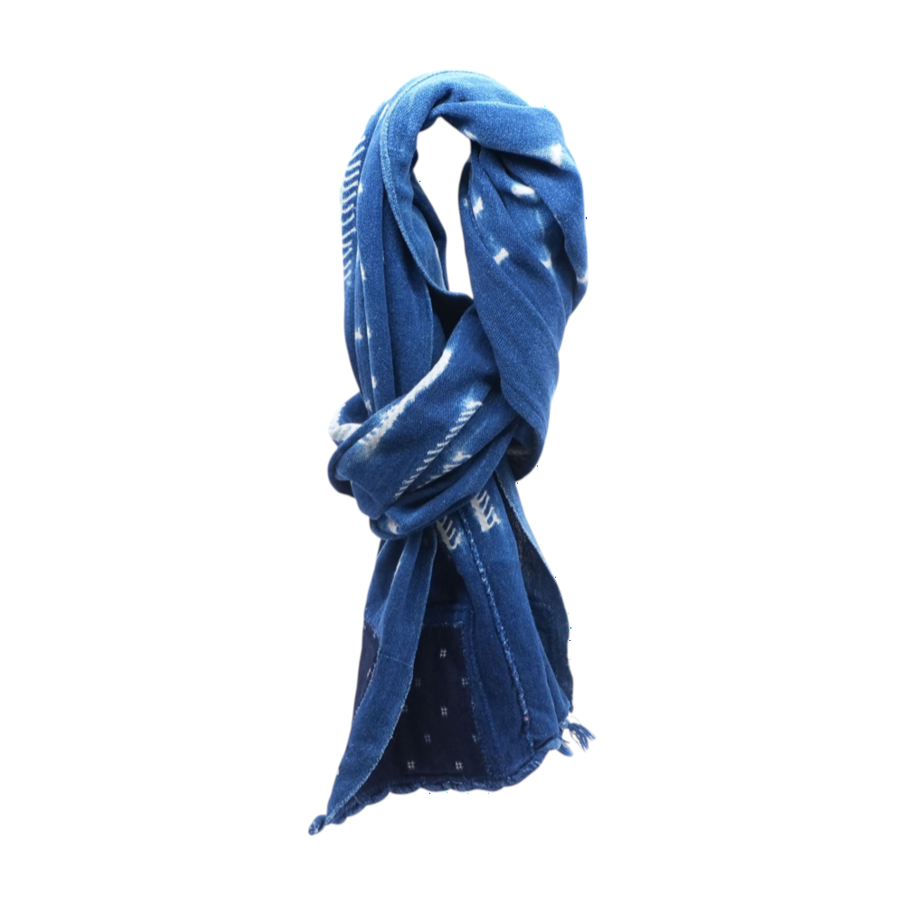 Blue Cotton Blend Scarf