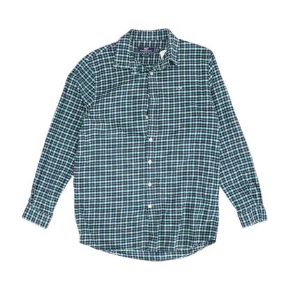 Navy Plaid Long Sleeve Button Down