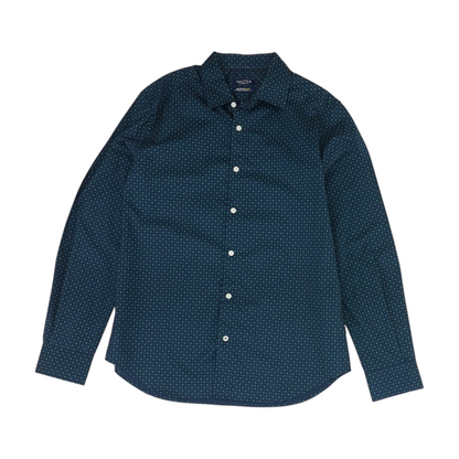 Navy Print Long Sleeve Button Down