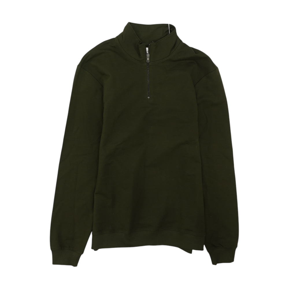 Green Solid 1/4 Zip Pullover