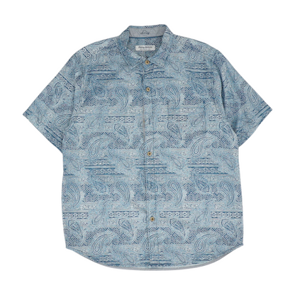 Blue Print Short Sleeve Button Down