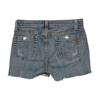 Blue Solid Denim Shorts