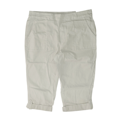 White Solid Chino Capris