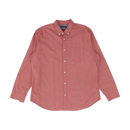 Red Solid Long Sleeve Button Down