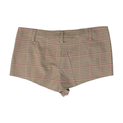 Beige Houndstooth Chino Shorts