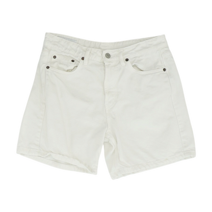 White Solid Denim Shorts