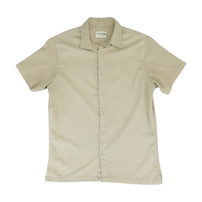 Tan Solid Short Sleeve Button Down