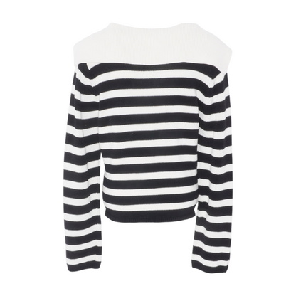 Ivory Striped Cardigan Sweater