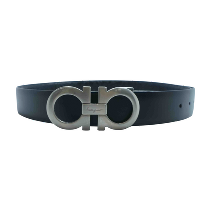 Black Reversible and Adjustable Gancini Belt