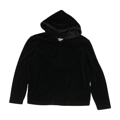 Vintage Black Solid 1/4 Zip Cropped Velvet Pullover