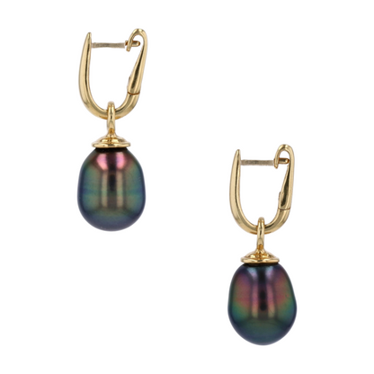 14K Yellow Gold Cultured Pearl Dangle Earrings