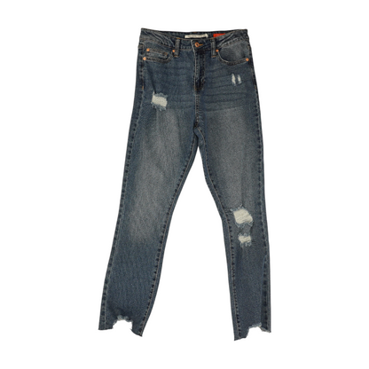 Blue Solid High Rise Skinny Leg Jeans