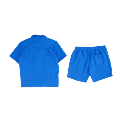 Blue Geometric Short Set