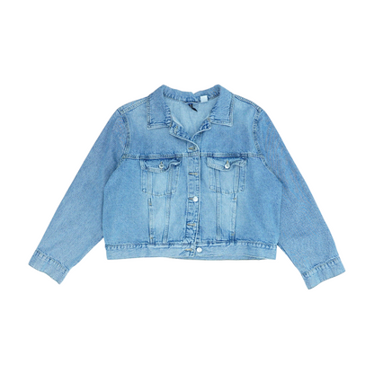 Blue Solid Denim Jacket