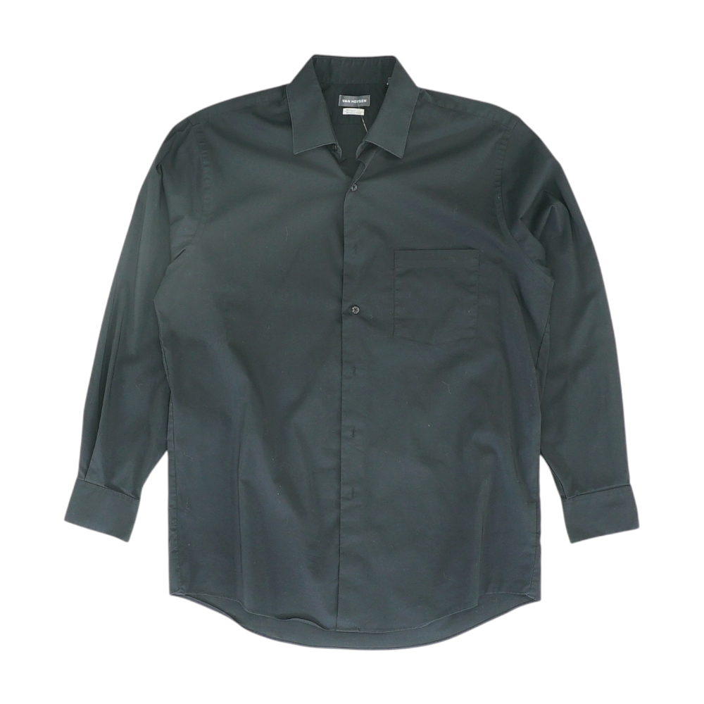 Black Solid Long Sleeve Button Down