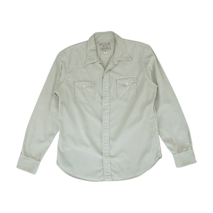 Beige Solid Long Sleeve Button Down