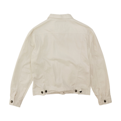 White Solid Denim Jacket