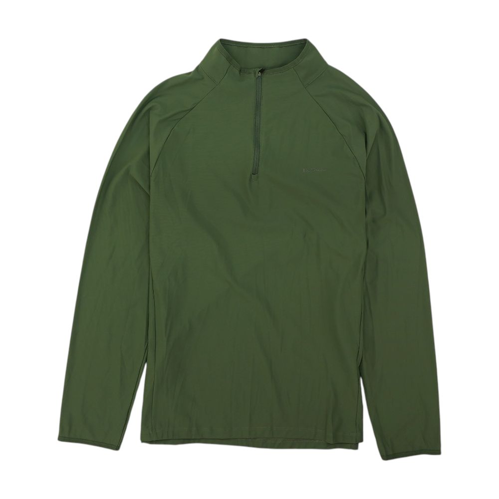 Green Solid 1/4 Zip Pullover