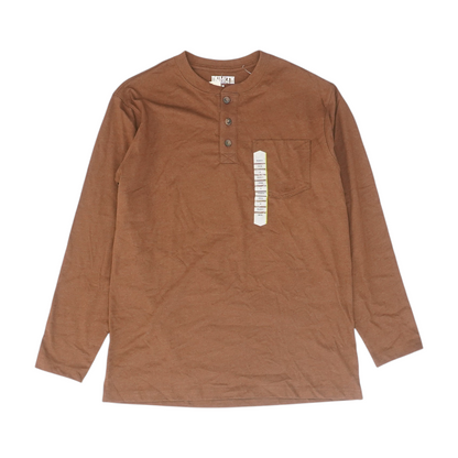 Brown Solid Henley T-Shirt