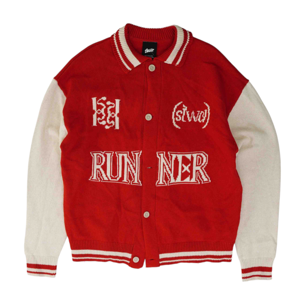 Red Solid Cardigan Sweater