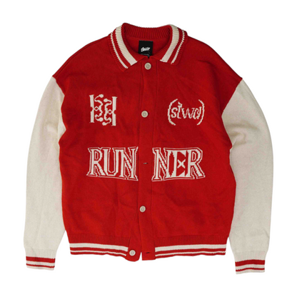 Red Solid Cardigan Sweater