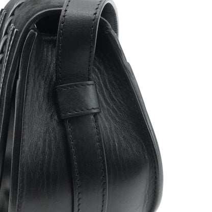 Black Small Marcie Saddle Bag in Suede & Leather