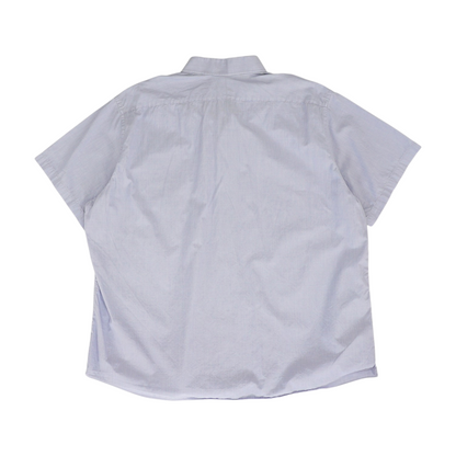 Blue Solid Short Sleeve Button Down