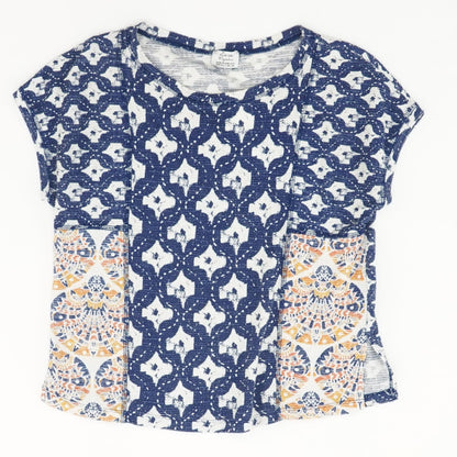 Navy Color Block Short Sleeve Blouse