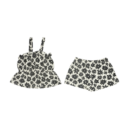 Black Floral Sleeveless Set