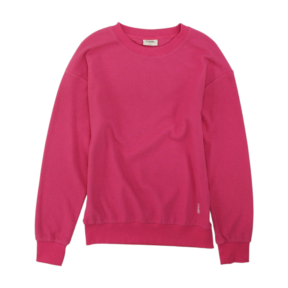 Comfrt Pink Solid Sweatshirt Pullover – Image 1