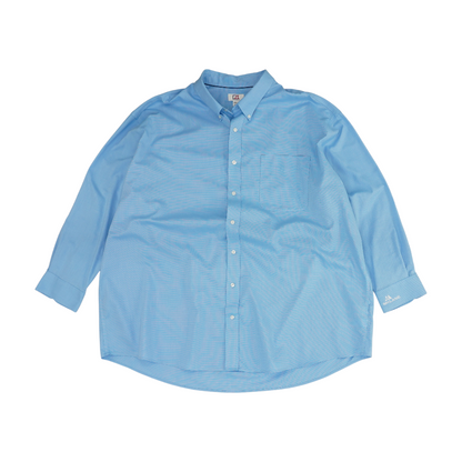 Blue Solid Long Sleeve Button Down