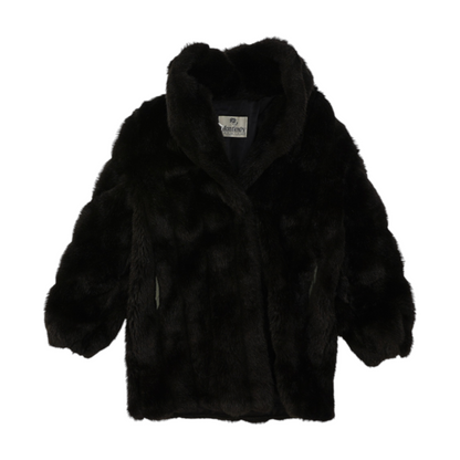 Black Solid Fur Jacket