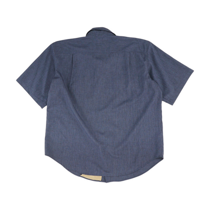 Navy Solid Short Sleeve Button Down