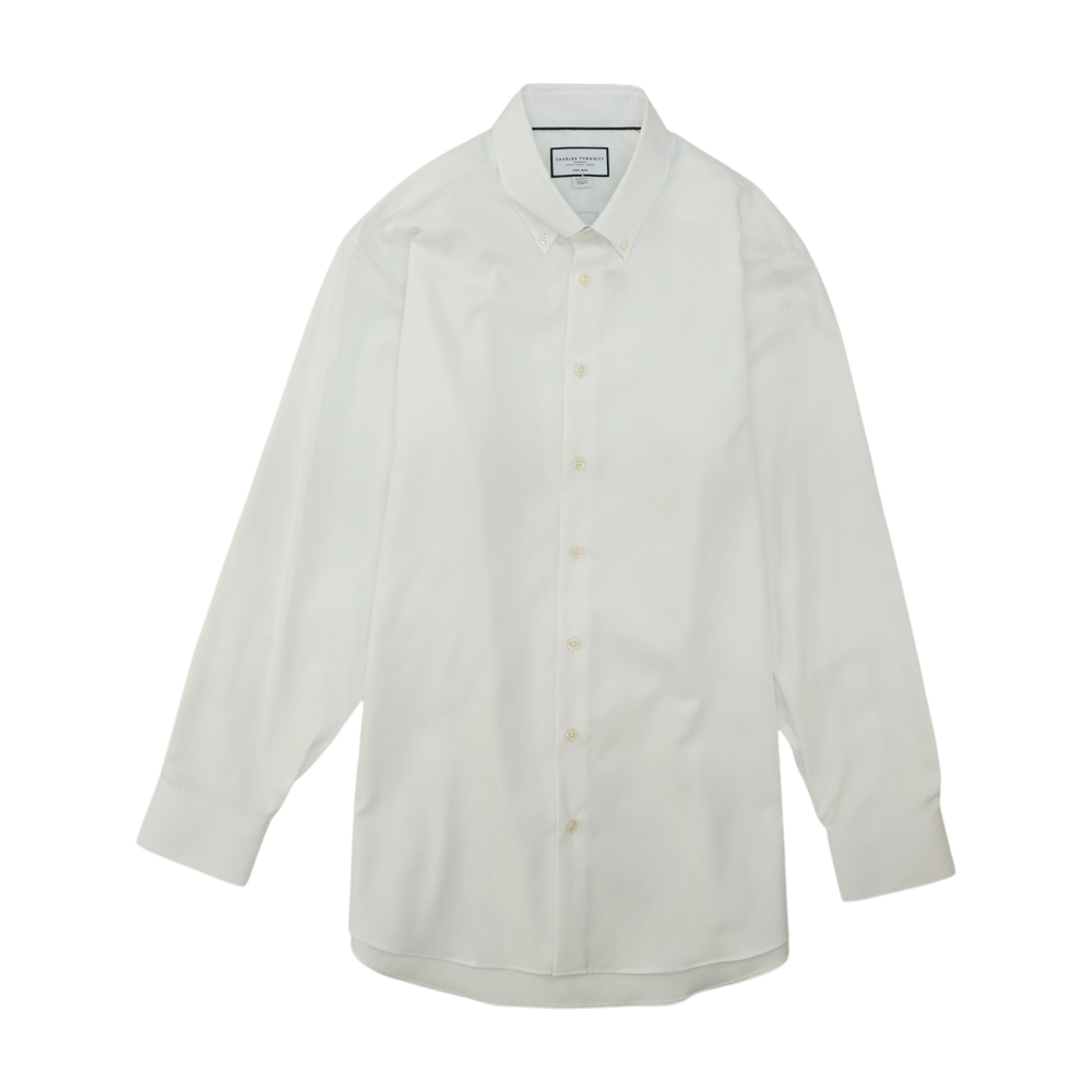 White Solid Long Sleeve Button Down