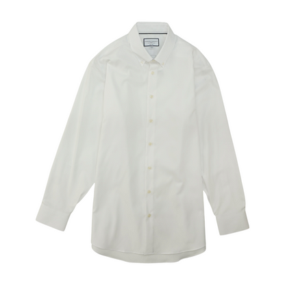 White Solid Long Sleeve Button Down