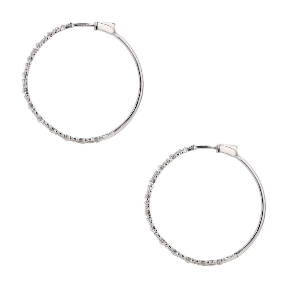 1 ctw 10K White Gold Lab Grown Diamond Hoop Earrings – Image 2