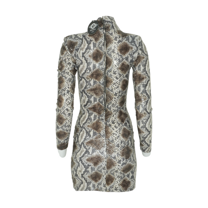 Beige Animal Print Mini Dress