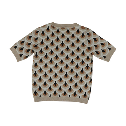 Beige Abstract Pullover Sweater